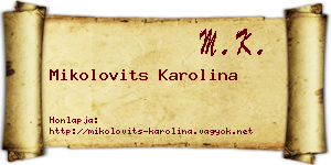 Mikolovits Karolina névjegykártya